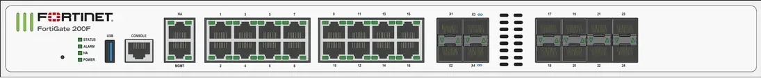 Fortinet FortiGate 200F (FG-200F) NGFW 1U 18 cổng GE, 4 SFP+, không ổ SSD