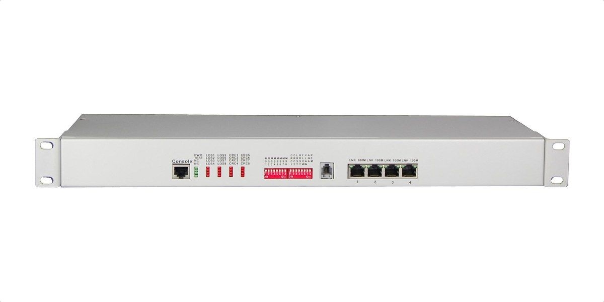 Bộ chuyển đổi 4E1 sang FE GFP Inmidas MEL-4E1-NMS, mặt trước