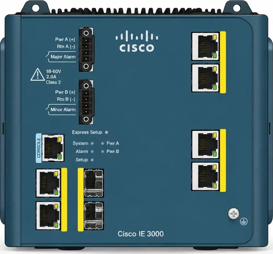 Hình vector mặt trước Cisco IE-3000-4TC (ảnh minh hoạ)
