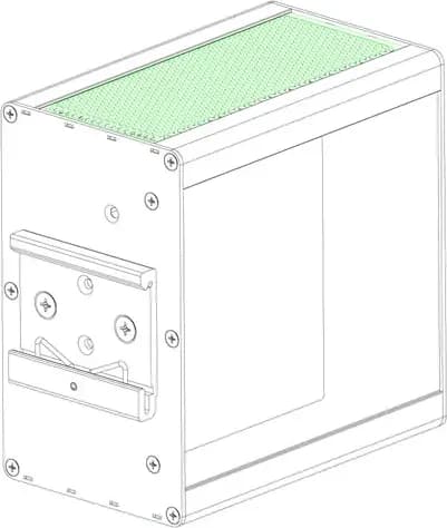 Cisco IE-3100-4P2S-E mặt sau: ngàm gài thanh ray DIN (hình chính hãng)