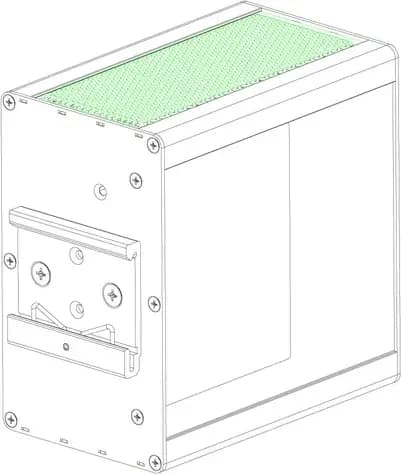 Cisco IE-3105-18T2C-E mặt sau: ngàm gài thanh ray DIN (hình chính hãng)