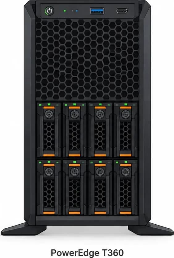 Hình vector mặt trước Dell PowerEdge T360 (ảnh minh hoạ)