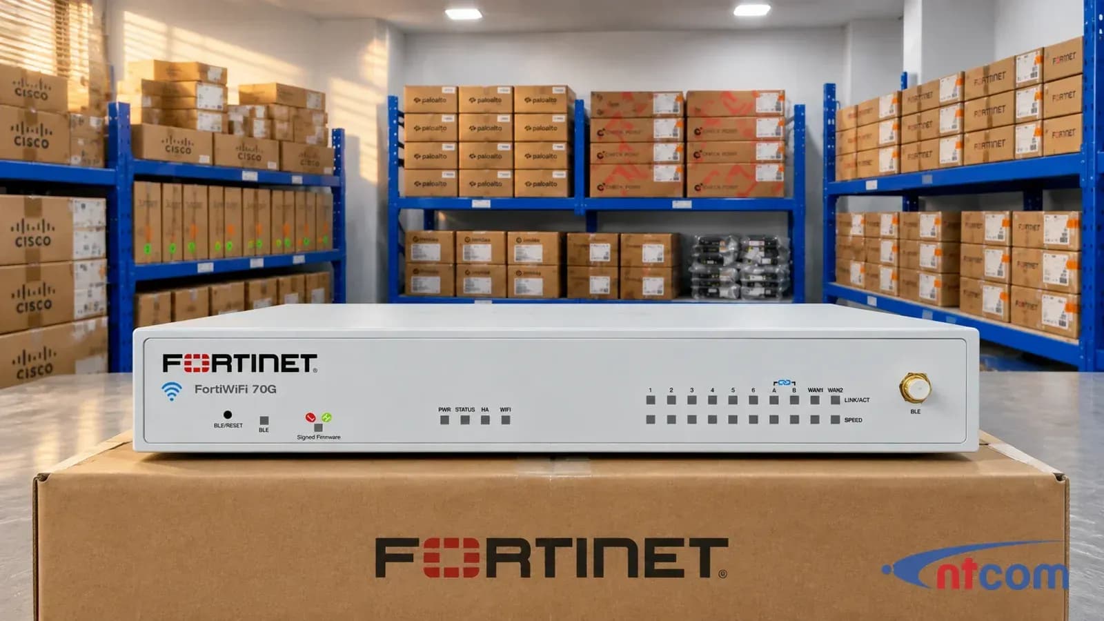 Fortinet FWF-70G tại văn phòng NTCOM (ảnh minh hoạ)