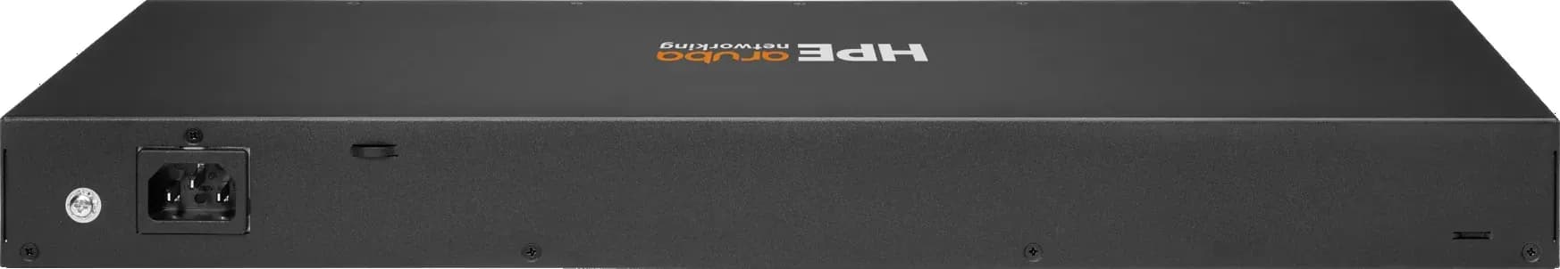 HPE JL677A mặt sau: nguồn AC, vít tiếp đất, khe khoá Kensington