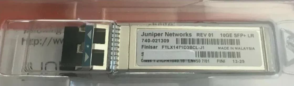 Juniper EX-SFP-10GE-LR ảnh thật, cổng LC duplex và tem 740-021309