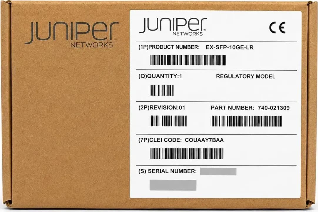 Hộp Juniper EX-SFP-10GE-LR, tem P/N 740-021309, CLEI COUAAY7BAA (ảnh thật)