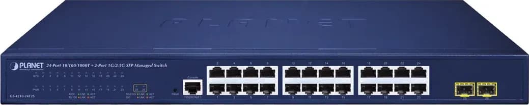 Switch PLANET GS-4210-24T2S 24 Cổng Gigabit 2 Cổng SFP 2.5G Managed