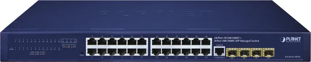 Switch PLANET GS-4210-24T4S 24 Cổng Gigabit 4 Khe SFP Managed