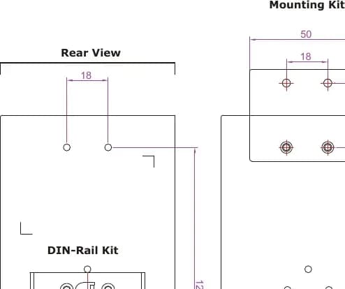 PLANET IGS-4215-16T4X mặt sau: gá DIN-rail và khe tản nhiệt nhôm IP30 (hình chính hãng)