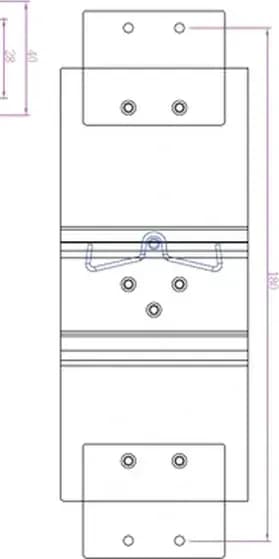 PLANET IGS-4215-8T4X mặt sau: gá DIN-rail và ngàm gắn thanh ray công nghiệp (bản vẽ kỹ thuật chính hãng)