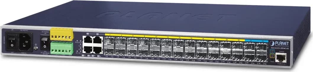 Switch quang công nghiệp Layer 3 PLANET IGS-6325-20S4C4X 24 cổng SFP/2.5G SFP và 4 cổng 10G SFP+
