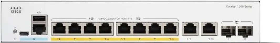 Cisco Catalyst C1300-8P-E-2G switch Layer 3 8 cổng Gigabit PoE+ 67W, 2 uplink combo
