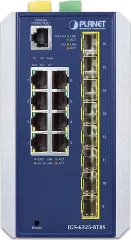 PLANET IGS-6325-8T8S switch công nghiệp L3 8 cổng Gigabit 8 khe 2.5G SFP