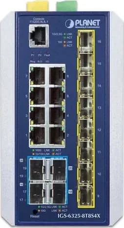 PLANET IGS-6325-8T8S4X switch công nghiệp L3 8 cổng Gigabit 8 khe 2.5G SFP 4 khe 10G SFP+