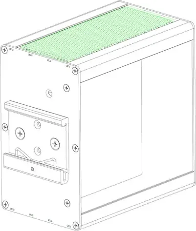 Cisco IE-3100-4P2S-E mặt sau: ngàm gài thanh ray DIN (hình chính hãng)