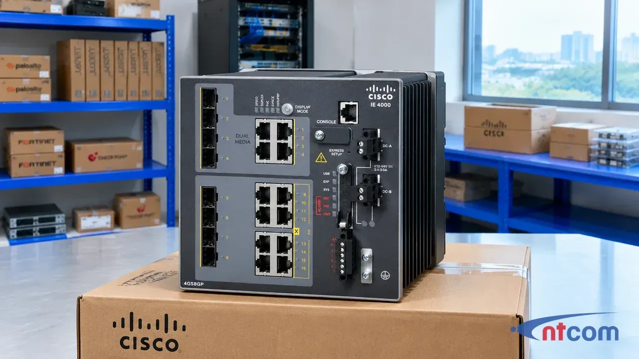 Cisco IE-4000-4GS8GP4G-E tại phòng lab NTCOM (ảnh minh hoạ)