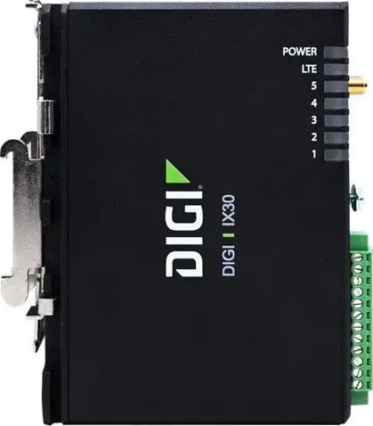 Digi IX30 IX30-0EG4 mặt sườn trái và ngàm gắn ray DIN (ảnh chính hãng)