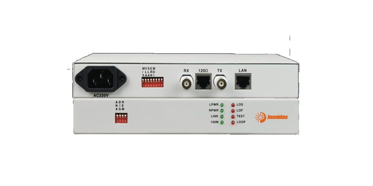 Bộ chuyển đổi E1-FE Inmidas MEL-E1, mặt trước và mặt sau