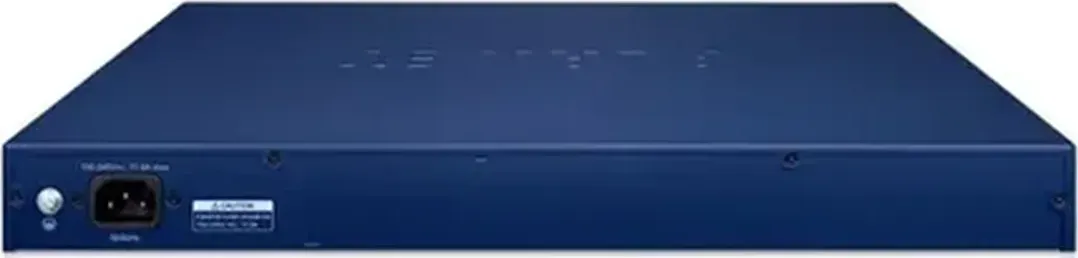 PLANET GS-6311-48P6X mặt sau: 1 ngõ vào nguồn AC 100~240V 50/60Hz và vít tiếp địa (hình chính hãng)