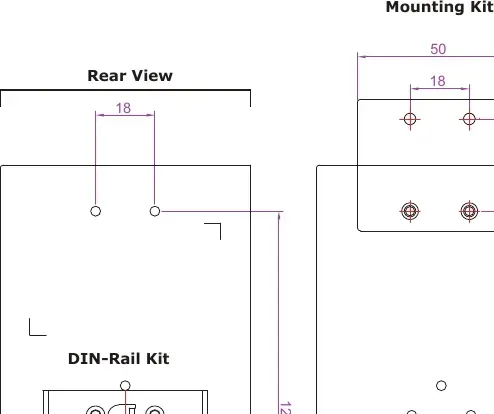 PLANET IGS-4215-16T4X mặt sau: gá DIN-rail và khe tản nhiệt nhôm IP30 (hình chính hãng)